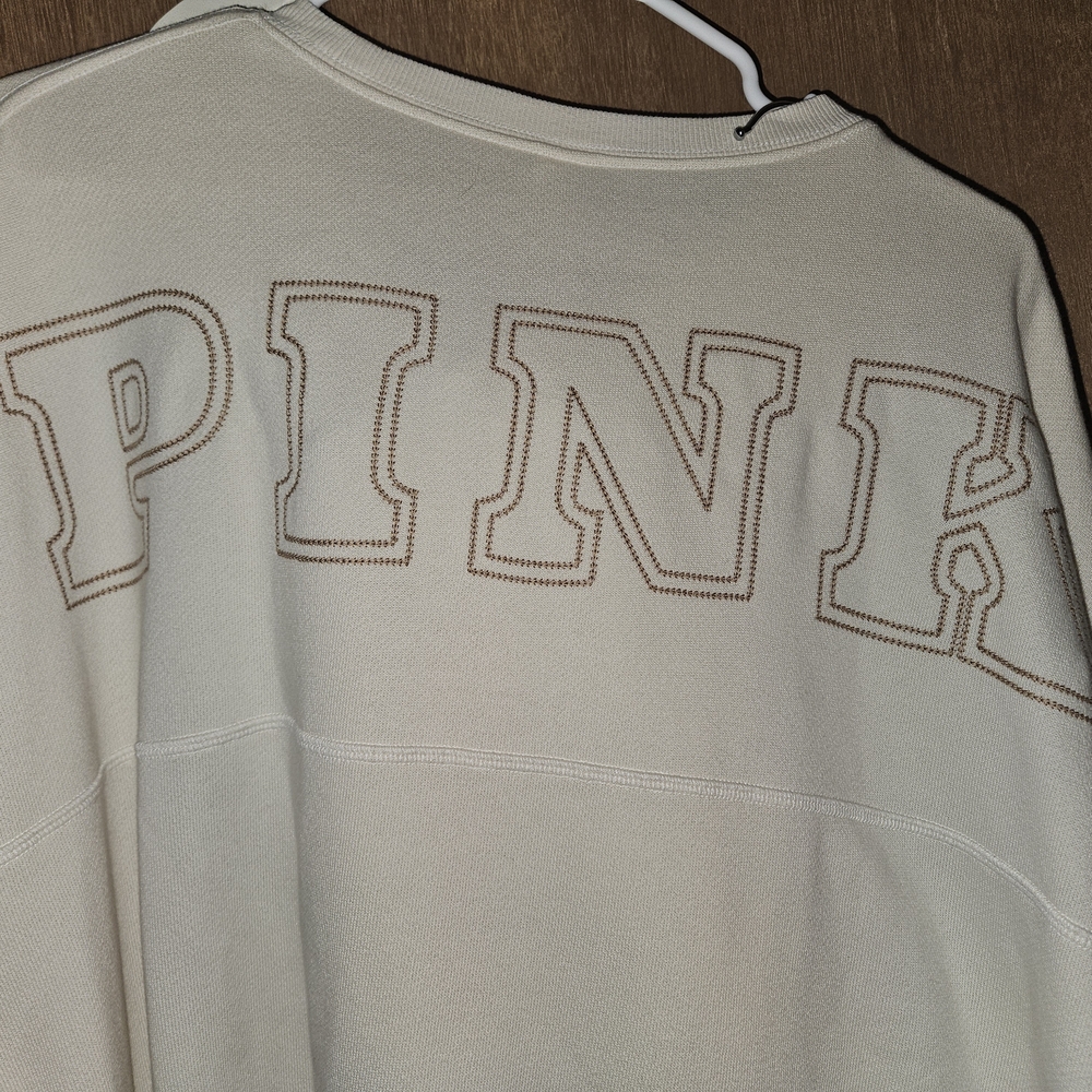 PINK Victoria's Secret Off-White Sweatshirt Dress With Brown Split Hem Flares